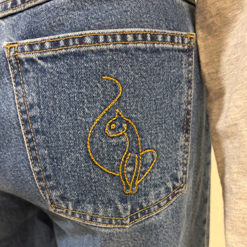 Vintage Baby Phat Jeans Womens 13 High Rise Flare Wide Leg Denim Cat Logo Y2K